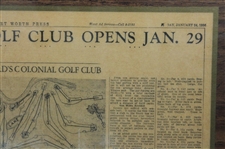 Ltd Ed Fort Worth Press Colonial Golf Club Opens Reproduction on Wood Plaque 91/500