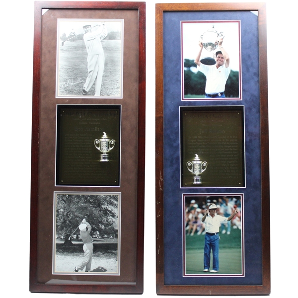 Bob Hamilton (1944) & Jeff Sluman (1988) PGA Championship Cherry Wood Golf Displays