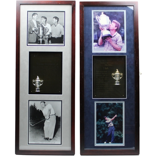 Walter Burkemo (1953) & Nick Price (1994) PGA Championship Cherry Wood Golf Displays