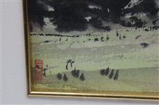 Golfers Walking Down Fairway Watercolor - Framed