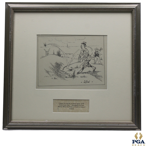 Original Pen & Ink on Board Signed J.F.W Comic Panel - Framed
