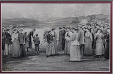Michael Brown Life Assoc. of Scotland Crowd of Women on Green - Framed