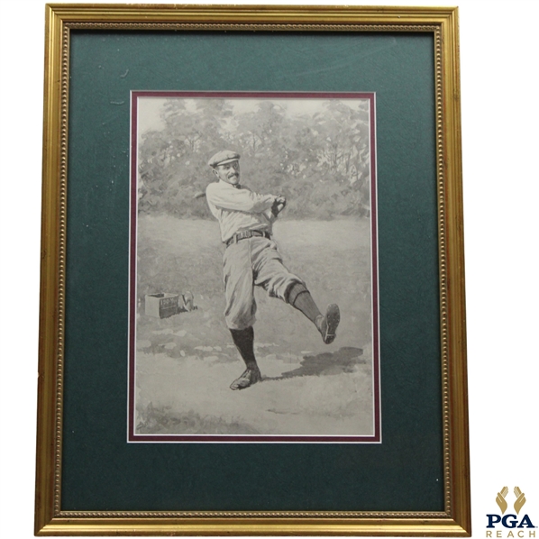 Golfer Off Balance Print - Framed