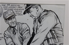 PGA Evening News Paul Hahn, Bill Strausbaugh & Leo Fraser Pen & Ink - Framed