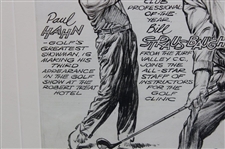 PGA Evening News Paul Hahn, Bill Strausbaugh & Leo Fraser Pen & Ink - Framed