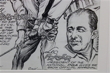 PGA Evening News Paul Hahn, Bill Strausbaugh & Leo Fraser Pen & Ink - Framed