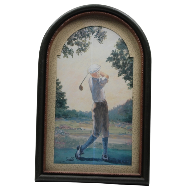 Golfer Swinging Presentation Print - Framed