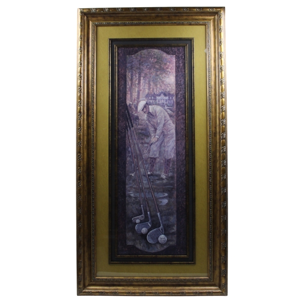 Narrow Golfer With Clubs & Balls Print - Framed