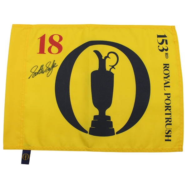 Scottie Scheffler Signed 2025 The Open Championship at Royal Portrush Flag JSA ALOA