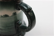 Lenox Green Painted Sterling Rimmed Golf Scene Stein with Sterling Top
