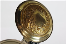 Lenox Green Painted Sterling Rimmed Golf Scene Stein with Sterling Top