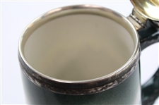 Lenox Green Painted Sterling Rimmed Golf Scene Stein with Sterling Top