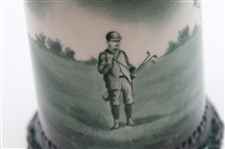 Lenox Green Painted Sterling Rimmed Golf Scene Stein with Sterling Top