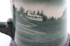 Lenox Green Painted Sterling Rimmed Golf Scene Stein with Sterling Top