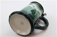 Lenox Green Painted Sterling Rimmed Golf Scene Stein with Sterling Top