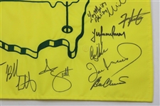 Tiger Woods, Scheffler & Twenty (20) Masters Champs Signed Dinner Flag JSA ALOA