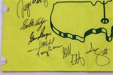 Tiger Woods, Scheffler & Twenty (20) Masters Champs Signed Dinner Flag JSA ALOA