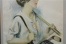 1915 The Designer Lady Golfer w/Clubs Oversized Magazine Cover - Framed