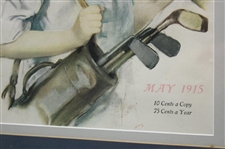 1915 The Designer Lady Golfer w/Clubs Oversized Magazine Cover - Framed