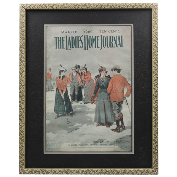 1900 The Ladies Home Journal Red Coats In Snow Golf Scene Magazine - Framed