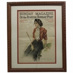 1908 Sunday Magazine of The Boston Sunday Post Lady Golfer Cover - Framed