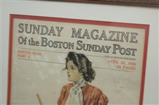 1908 Sunday Magazine of The Boston Sunday Post Lady Golfer Cover - Framed