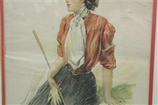 1908 Sunday Magazine of The Boston Sunday Post Lady Golfer Cover - Framed
