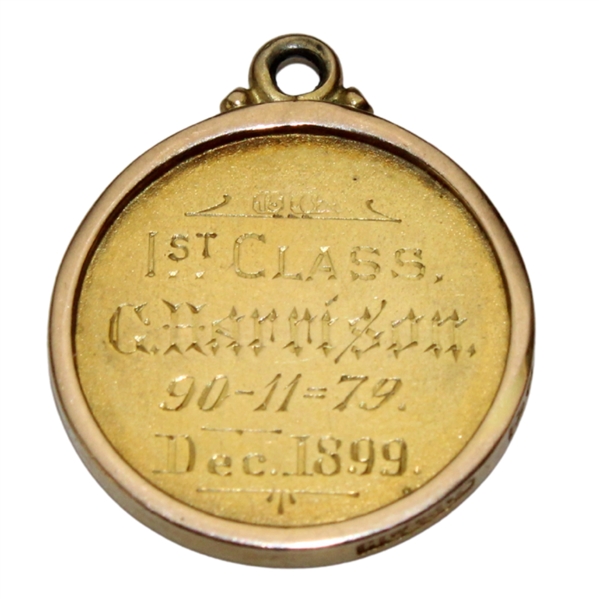 1899 H.G.C. 1st Class 15k Gold Medal Won by G. Harrison 90-11 79 - December