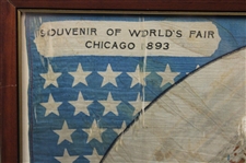 1893 Souvenir Of Worlds Fair Chicago Handkerchief - Framed