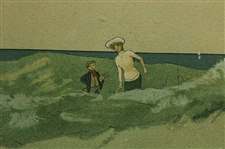 c.1909 'Bunkered' Original Chromolithograph by John Hassall - Framed