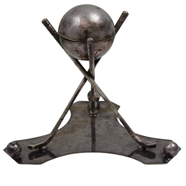 J. Crighton & Co George Street Edinburgh Tri-Club Sterling Silver Inkwell/Candle Holder Stand
