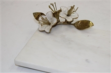 Augusta National Golf Club Exclusive Flowering Peach Marble Serving Platter w/Knife in Box by Artist Michael Aram