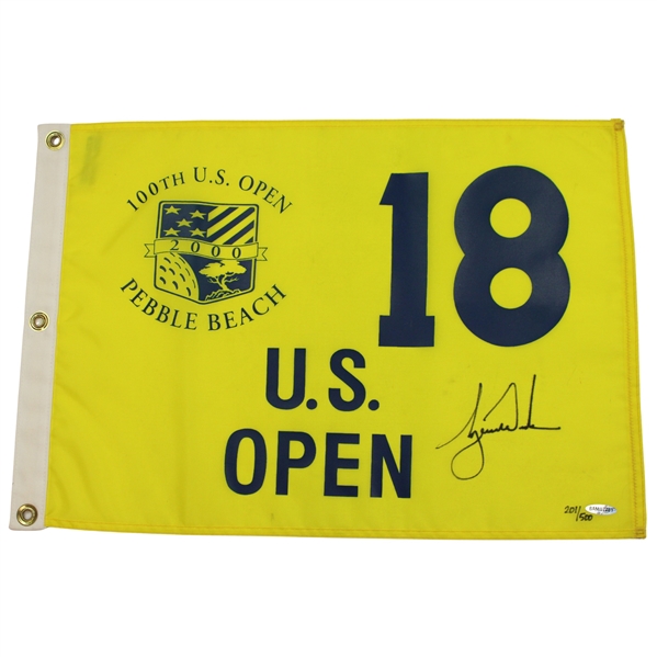 Tiger Woods Signed 2000 US Open at Pebble Beach Screen Flag #201/500 UDA