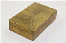 Circa 1910 Lidded Brass Box with Post-Swing Golfer