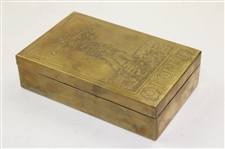 Circa 1910 Lidded Brass Box with Post-Swing Golfer