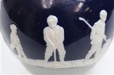 Circa 1900 cobalt blue Copeland stoneware pitcher/creamer with matching beaker
