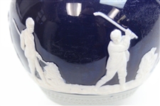 Circa 1900 cobalt blue Copeland stoneware pitcher/creamer with matching beaker