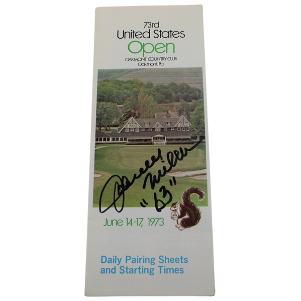 Johnny Miller Signed 1973 USA Open at Oakmont Pairing Sheet JSA ALOA