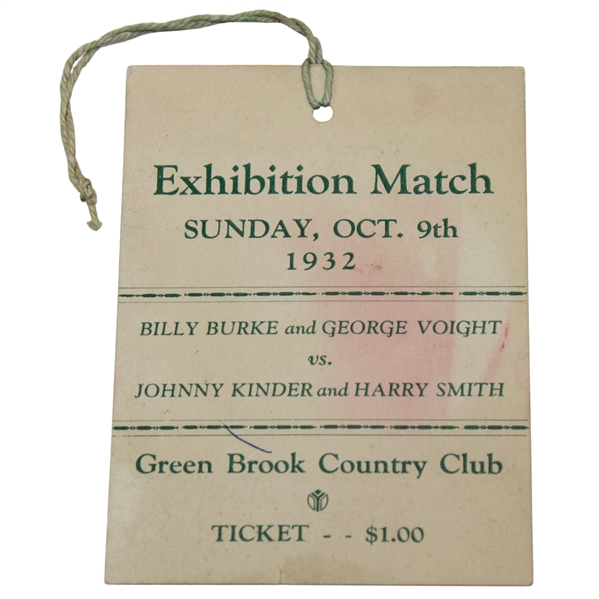 1932 Billy Burke & George Voight vs. Johnny Kinder & Harry Smith Exhibition Ticket