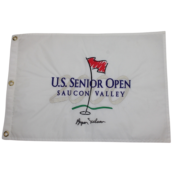 Byron Nelson Signed 2000 US Senior Open at Saucon Valley Embroidered Flag JSA ALOA