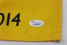 Rory McIlroy Signed 2014 The Open at Royal Liverpool Yellow Screen Flag JSA ALOA