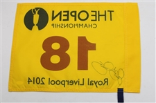 Rory McIlroy Signed 2014 The Open at Royal Liverpool Yellow Screen Flag JSA ALOA