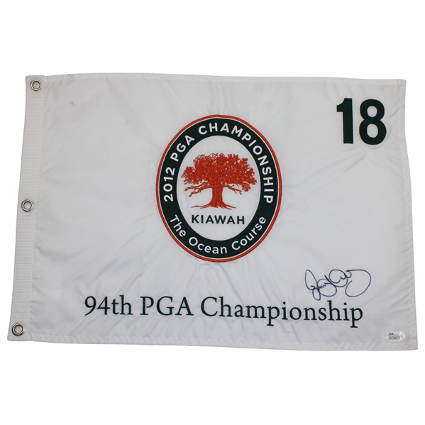 Rory McIlroy Signed 2012 PGA at Kiawah Ocean Course Embroidered White Flag JSA ALOA