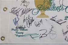 Tiger Woods Jack Nicklaus & more Signed 2005 Presidents Cup Embroidered Flag JSA ALOA
