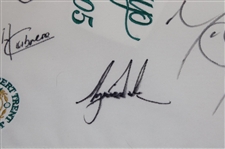 Tiger Woods Jack Nicklaus & more Signed 2005 Presidents Cup Embroidered Flag JSA ALOA