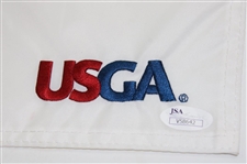 Dustin Johnson Signed 2018 US Open at Shinnecock Hills Embroidered Flag JSA ALOA