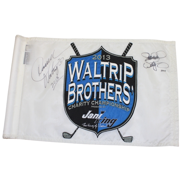 Multi Signed 2013 Waltrip Brothers Charity Championship Embroidered Flag JSA ALOA