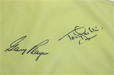 Past Champs Gary Player & Tony Jacklin Signed Royal Lytham & St Annes Yellow Course Flown Flag JSA ALOA