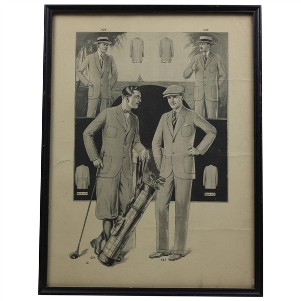 Four (4) Various Vintage Golf Clothing Advertisements - Framed