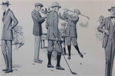 Four (4) Vintage Golf Clothing Various Advertisements & Cutout - Framed